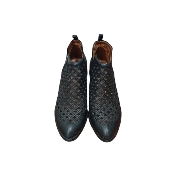 JEFFREY CAMPBELL Taggart Black Leather Ankle Bootie Boots Cut Outs Sz 6 EUC - Picture 3 of 7